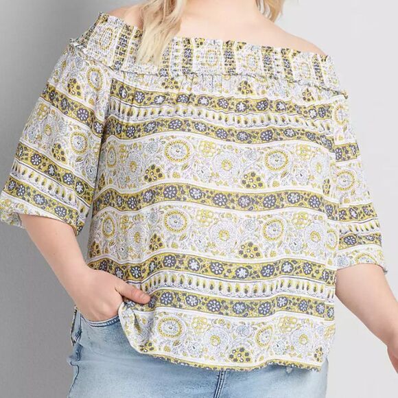 Lane Bryant Tops - NWT 🆕️ 3X Off-The-Shoulder 3/4 Sleeve Top